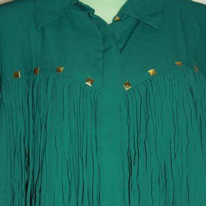 Roamans Green Fringed Shirt  (New)